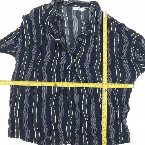 Mango Women’s Blue Striped Long Sleeve Button-Up Shirt Size 12
