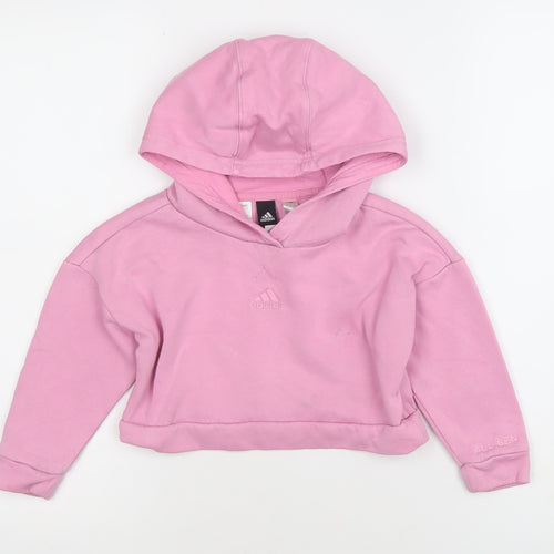 Adidas Girls Pink Pullover Hoodie 3-4 Years Logo Fleece All Seasons
