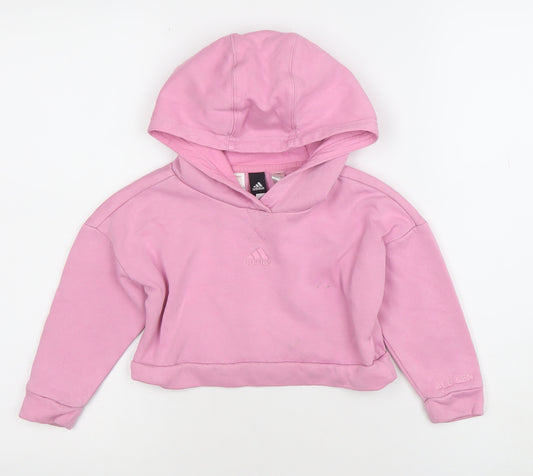 Adidas Girls Pink Pullover Hoodie 3-4 Years Logo Fleece All Seasons