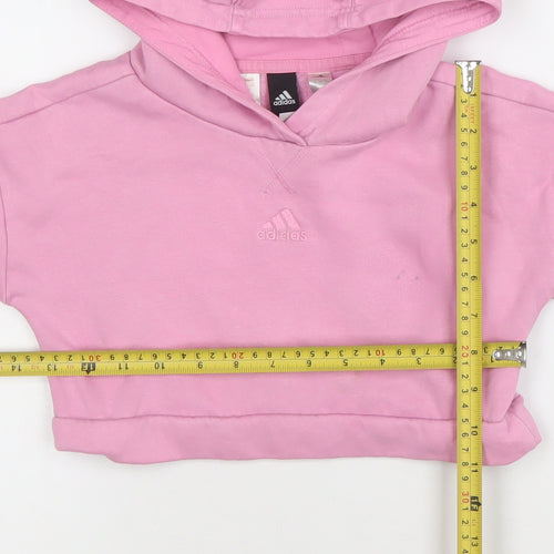 Adidas Girls Pink Pullover Hoodie 3-4 Years Logo Fleece All Seasons