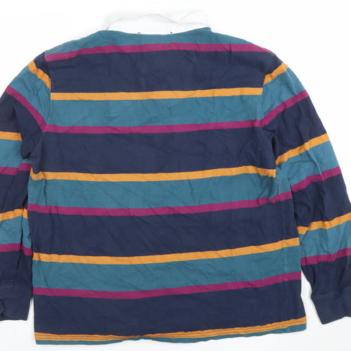 Paul Costelloe Men's Multicoloured Striped Long Sleeve Polo Shirt XL Cotton