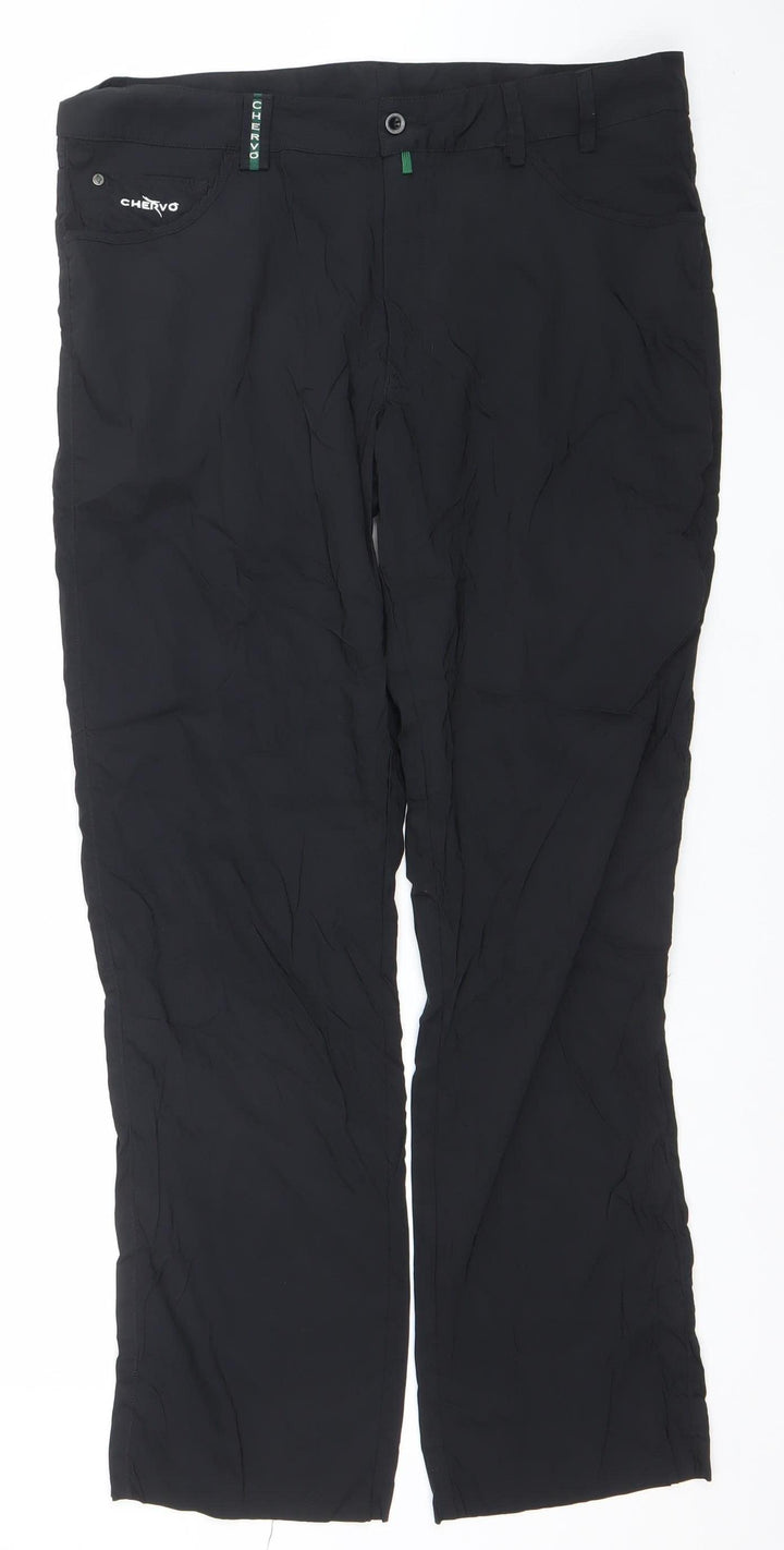 Chervo Mens Black Lightweight Polyamide Sports Trousers Size 48