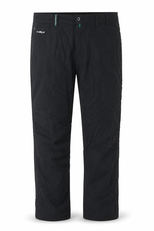 Front view of Chervo men’s black lightweight polyamide sports trousers, size 48