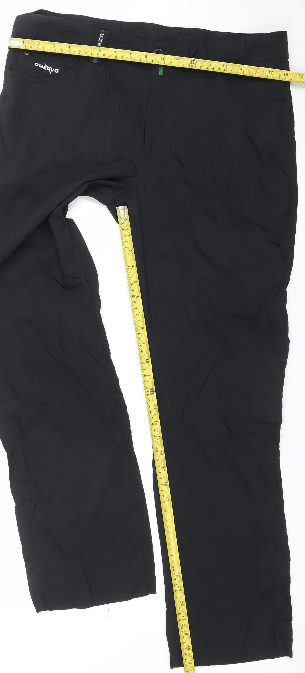 Chervo Mens Black Lightweight Polyamide Sports Trousers Size 48