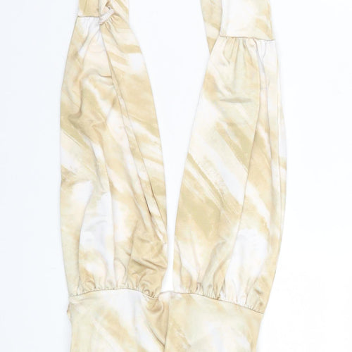 Boohoo Womens Beige Tie Dye Halter Bodysuit Size 10