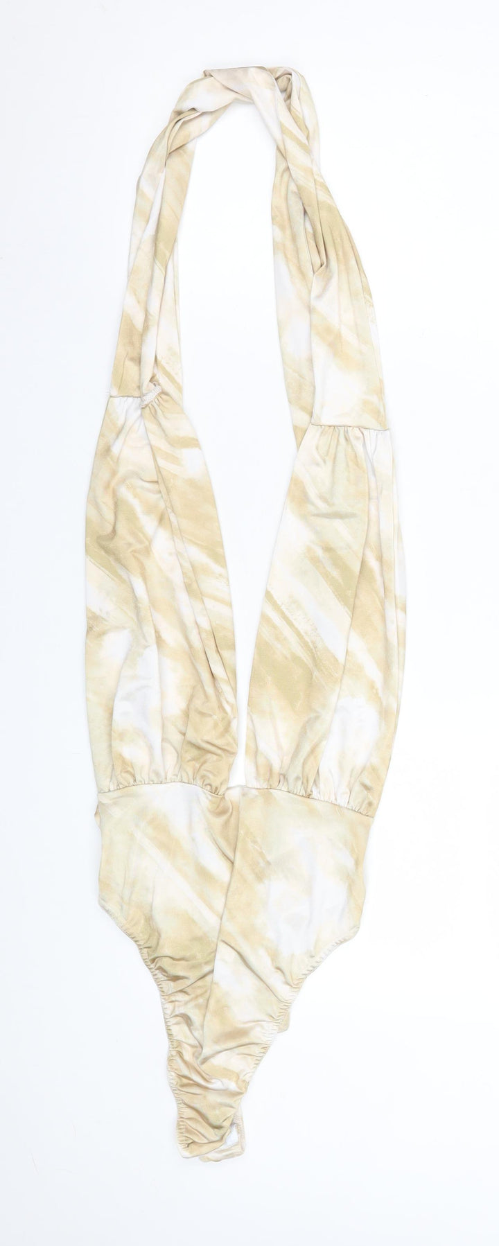 Boohoo Womens Beige Tie Dye Halter Bodysuit Size 10