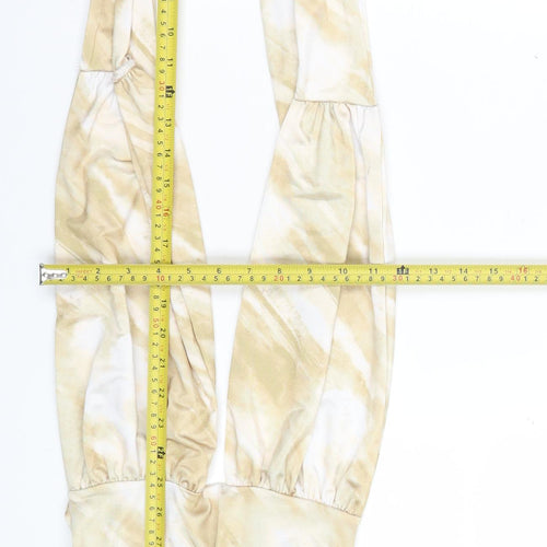 Boohoo Womens Beige Tie Dye Halter Bodysuit Size 10