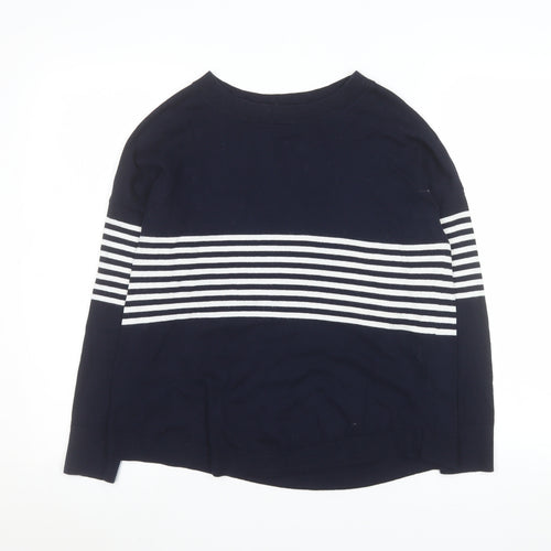 The White Company Women Blue Striped Knit Jumper UK 6 Pullover