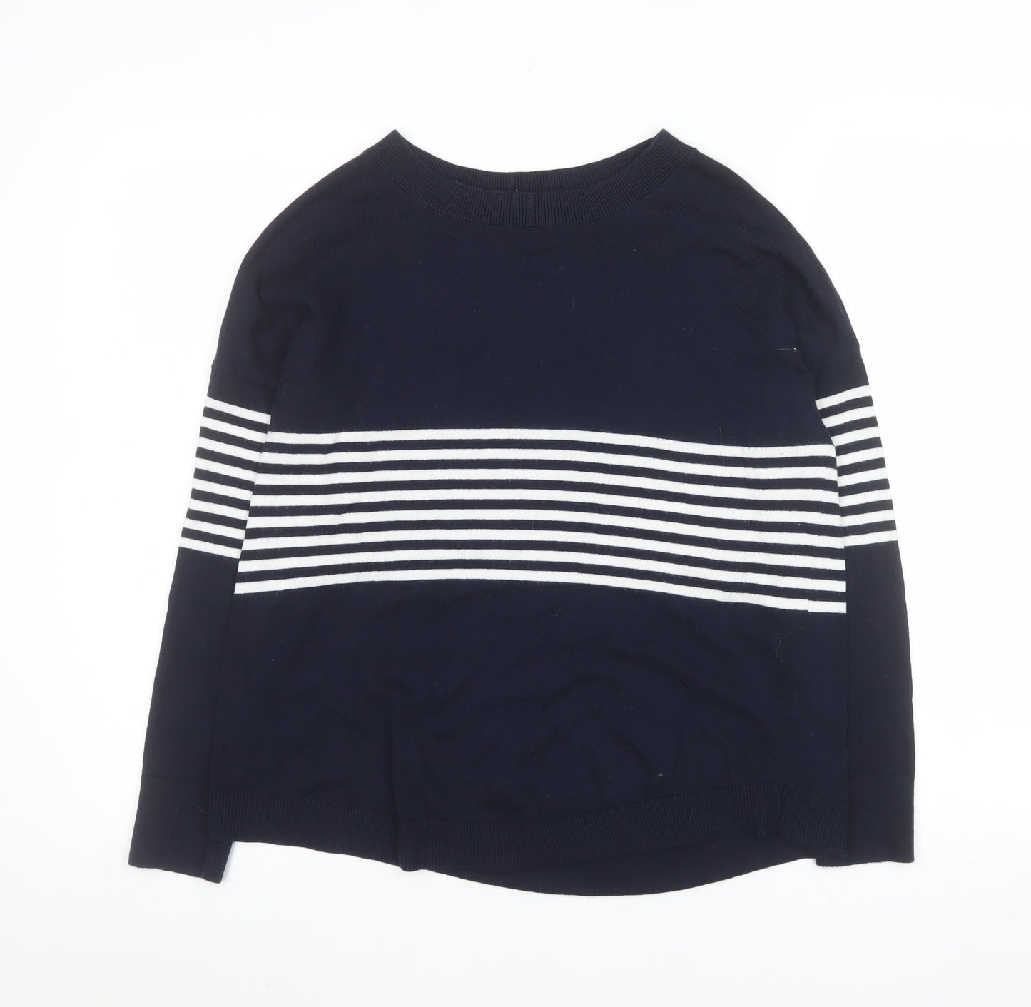 The White Company Women Blue Striped Knit Jumper UK 6 Pullover