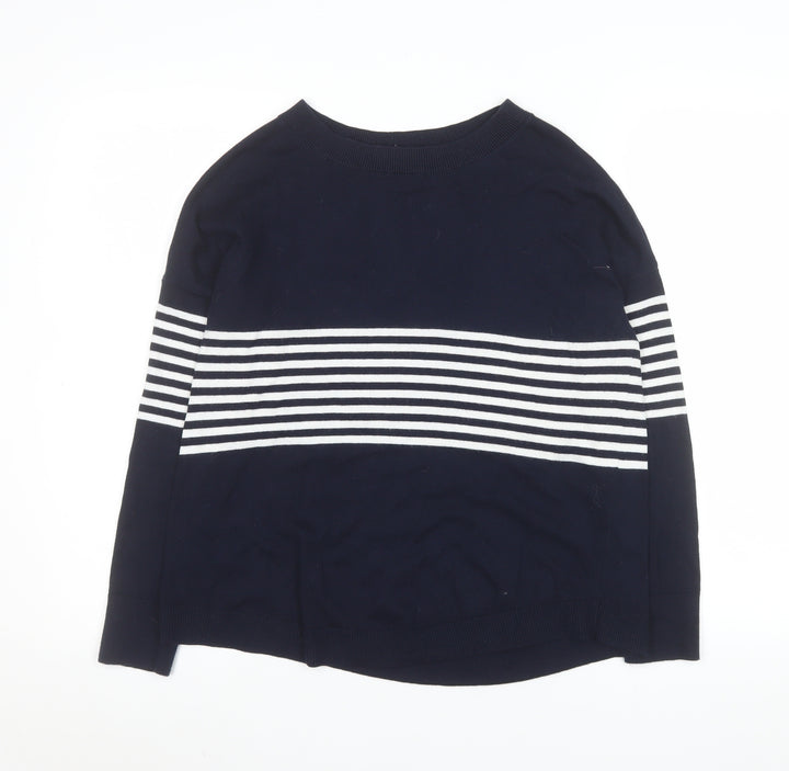 The White Company Women Blue Striped Knit Jumper UK 6 Pullover
