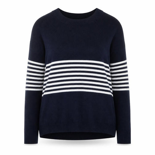 The White Company Women Blue Striped Knit Jumper UK 6 Pullover