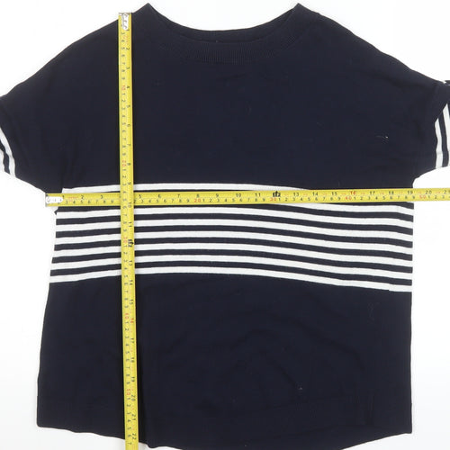 The White Company Women Blue Striped Knit Jumper UK 6 Pullover