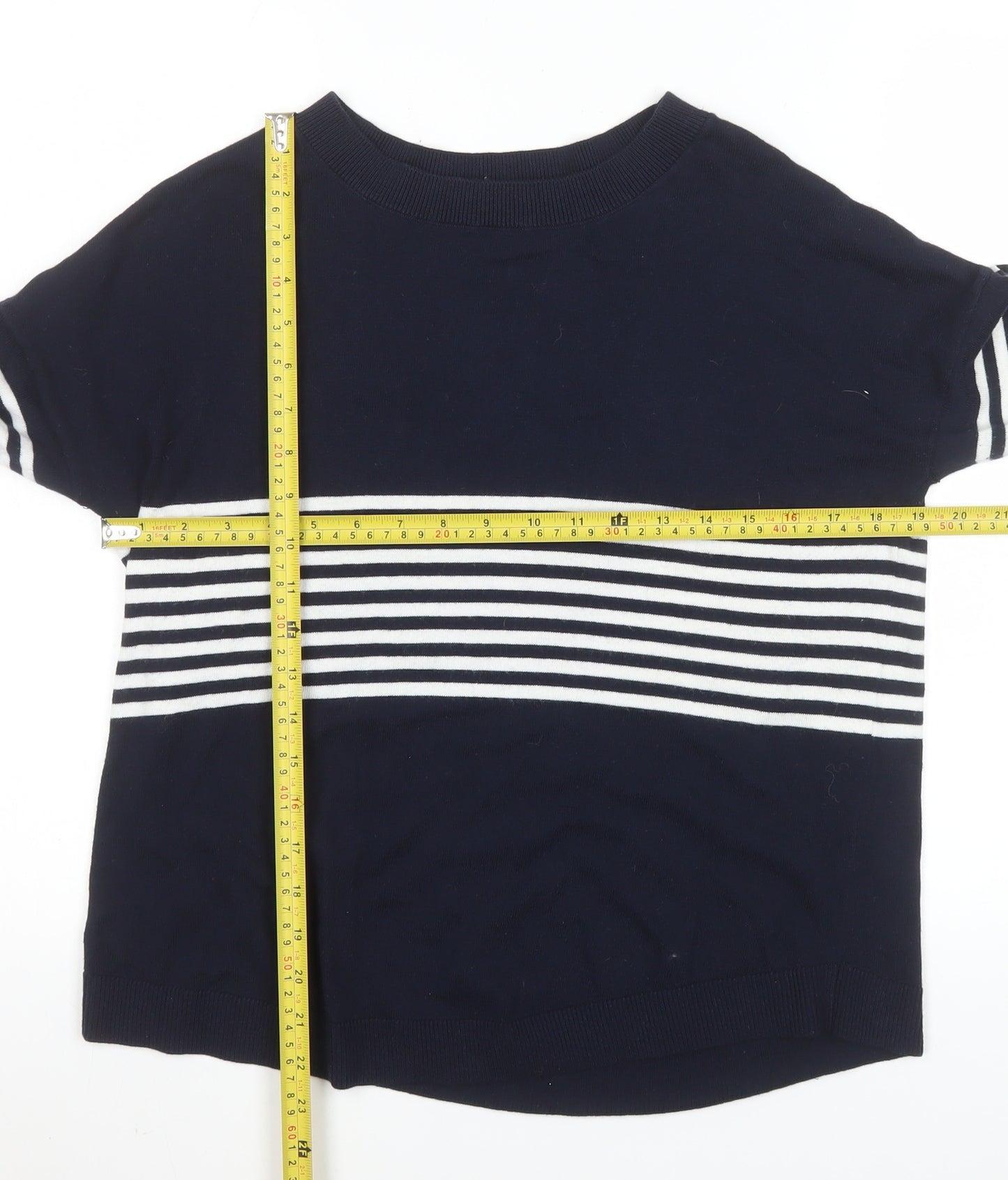 The White Company Women Blue Striped Knit Jumper UK 6 Pullover