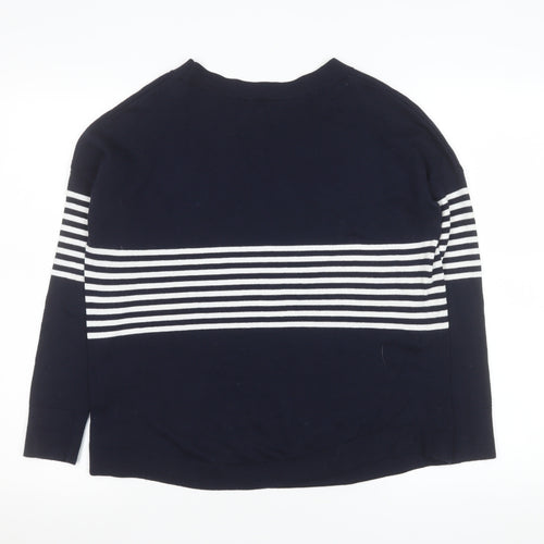 The White Company Women Blue Striped Knit Jumper UK 6 Pullover