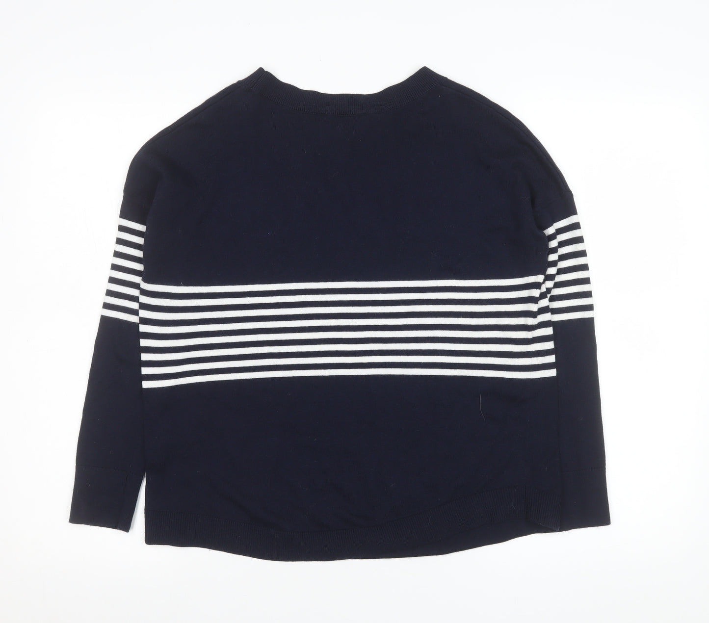 The White Company Women Blue Striped Knit Jumper UK 6 Pullover