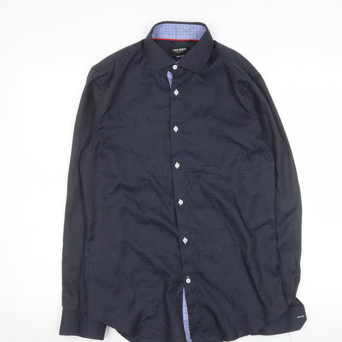 Yves Enzo Paris Men's Navy Slim Fit Long Sleeve Dress Shirt 37-38