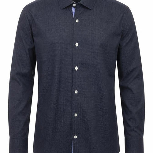 Yves Enzo Paris Men's Navy Slim Fit Long Sleeve Dress Shirt 37-38