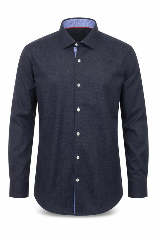 Yves Enzo Paris Men's Navy Slim Fit Long Sleeve Dress Shirt 37-38
