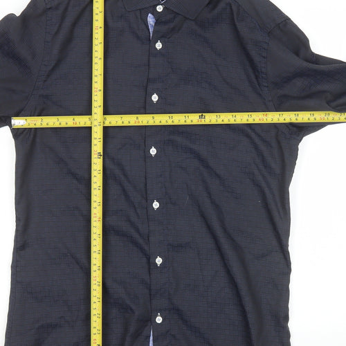 Yves Enzo Paris Men's Navy Slim Fit Long Sleeve Dress Shirt 37-38