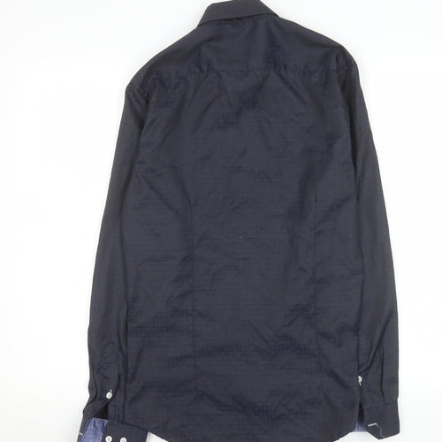 Yves Enzo Paris Men's Navy Slim Fit Long Sleeve Dress Shirt 37-38