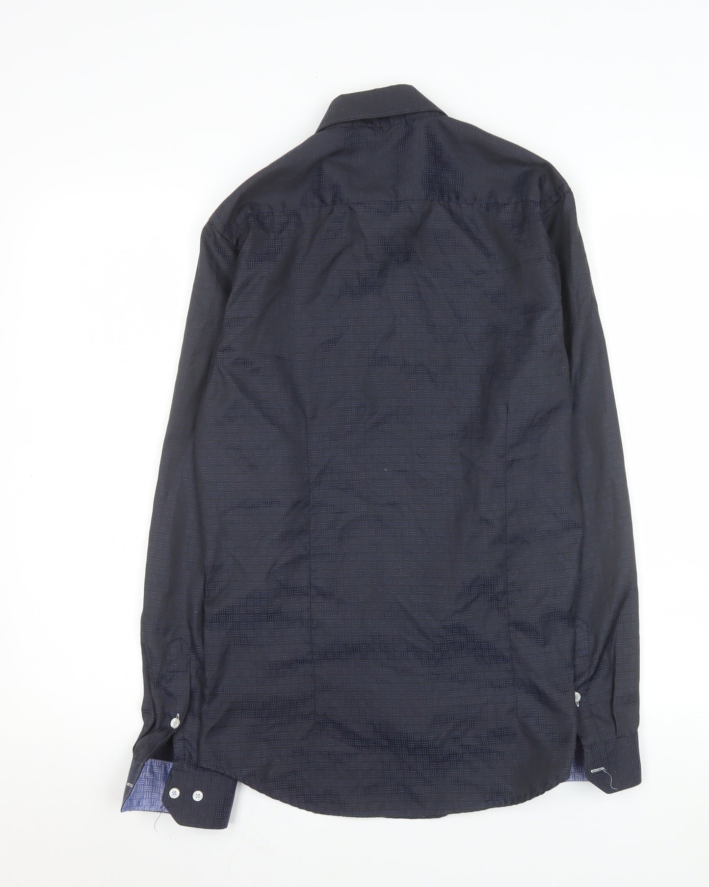 Yves Enzo Paris Men's Navy Slim Fit Long Sleeve Dress Shirt 37-38