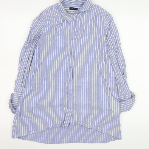 Cotton On Men Blue Striped Long Sleeve Button-Up Shirt XS