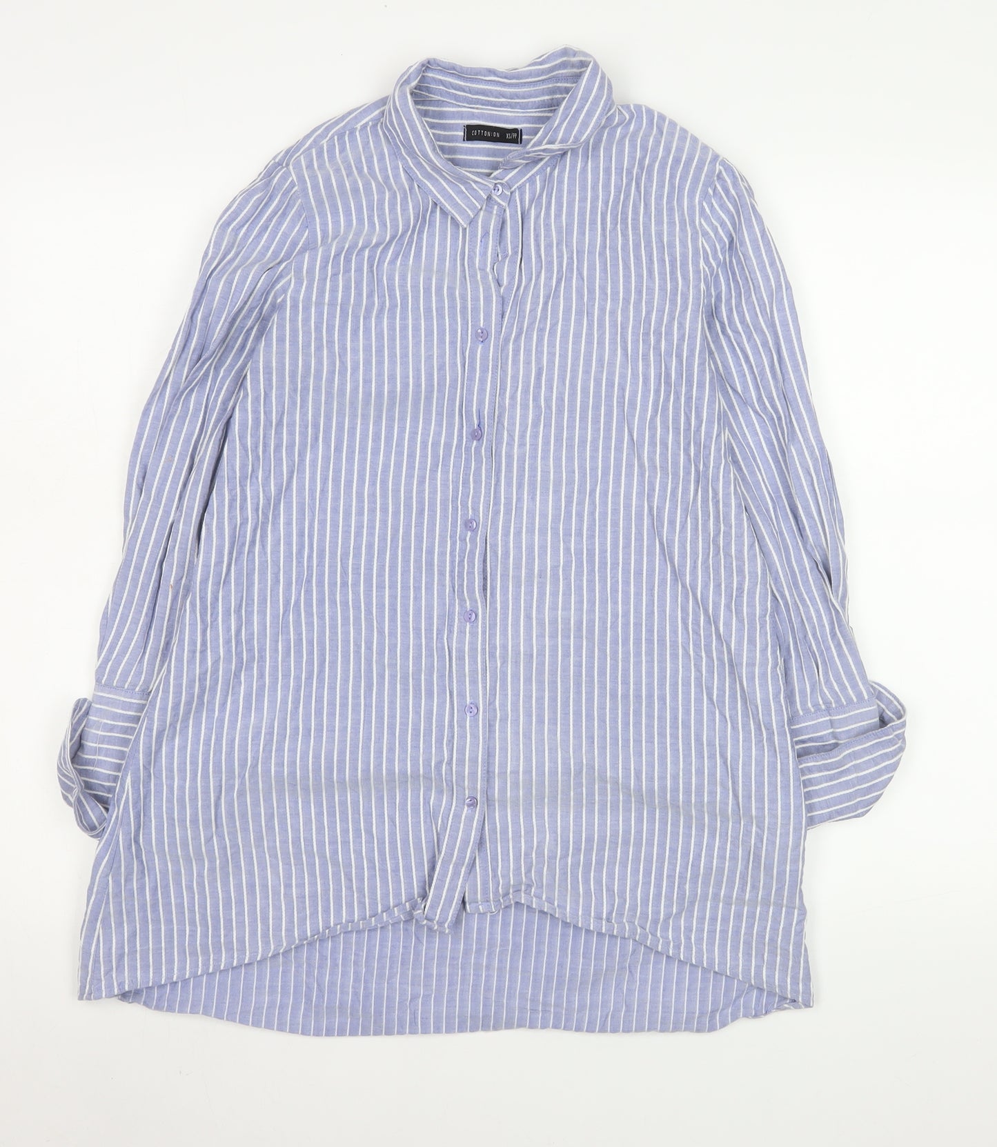 Cotton On Men Blue Striped Long Sleeve Button-Up Shirt XS