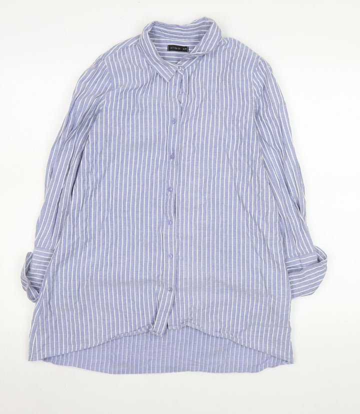 Cotton On Men Blue Striped Long Sleeve Button-Up Shirt XS