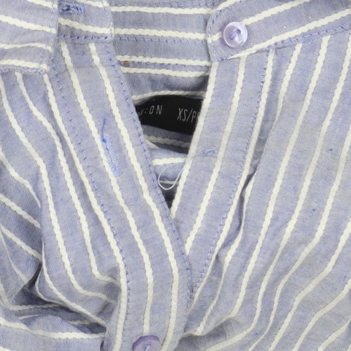 Cotton On Men Blue Striped Long Sleeve Button-Up Shirt XS