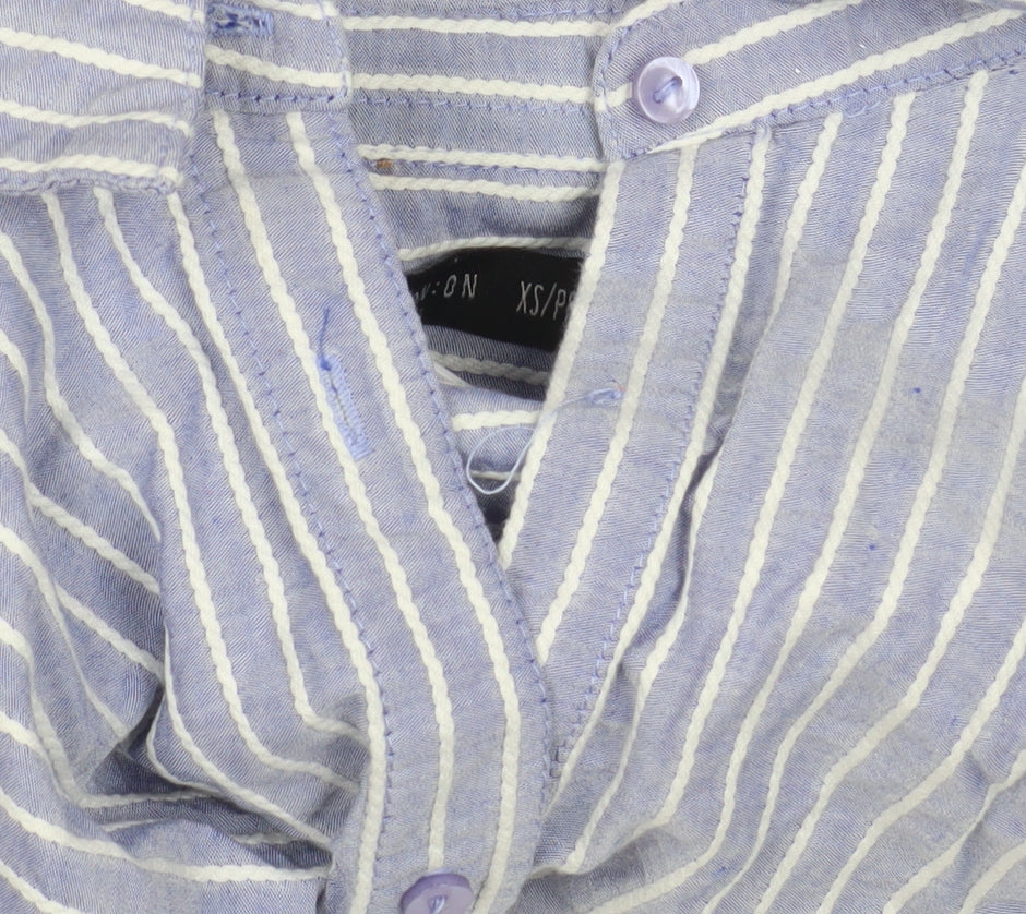 Cotton On Men Blue Striped Long Sleeve Button-Up Shirt XS