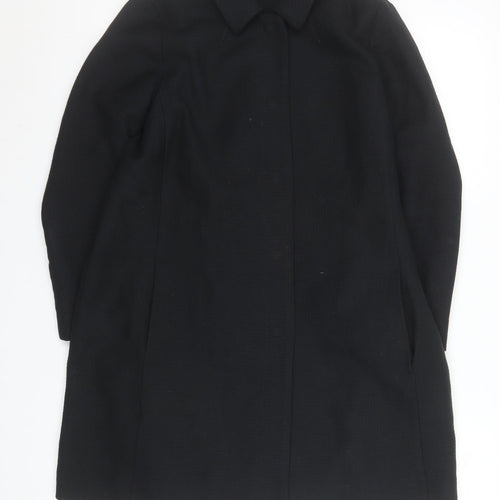 United Colors of Benetton Womens Black Cotton Mid-Length Coat Size 8