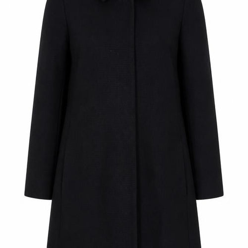 United Colors of Benetton Womens Black Cotton Mid-Length Coat Size 8