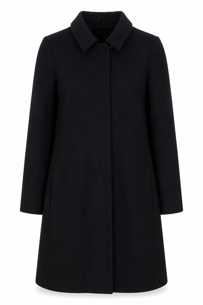 United Colors of Benetton Womens Black Cotton Mid-Length Coat Size 8