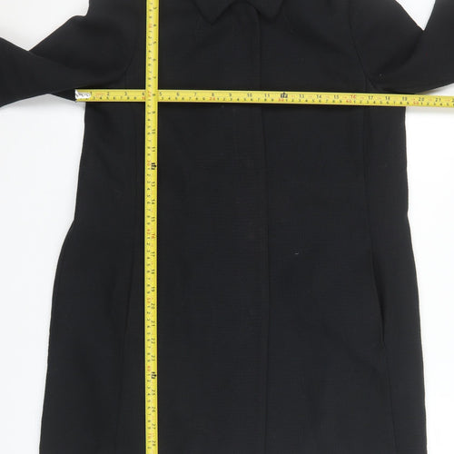 United Colors of Benetton Womens Black Cotton Mid-Length Coat Size 8