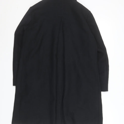 United Colors of Benetton Womens Black Cotton Mid-Length Coat Size 8