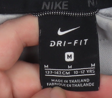 Nike Boys Grey Dri-Fit Pullover Hoodie 10-12 Years Regular Fit