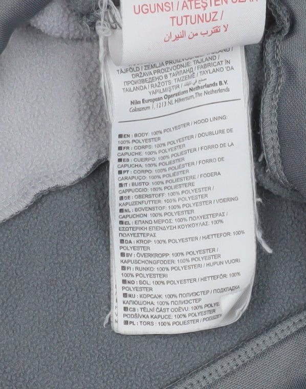 Nike Boys Grey Dri-Fit Pullover Hoodie 10-12 Years Regular Fit