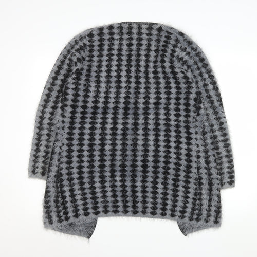 Gerard Womens Grey Black Fuzzy Knit Mid-Length Coatigan M
