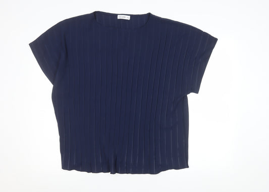 Gallery Womens Blue Short Sleeve Polyester Blouse Size 16