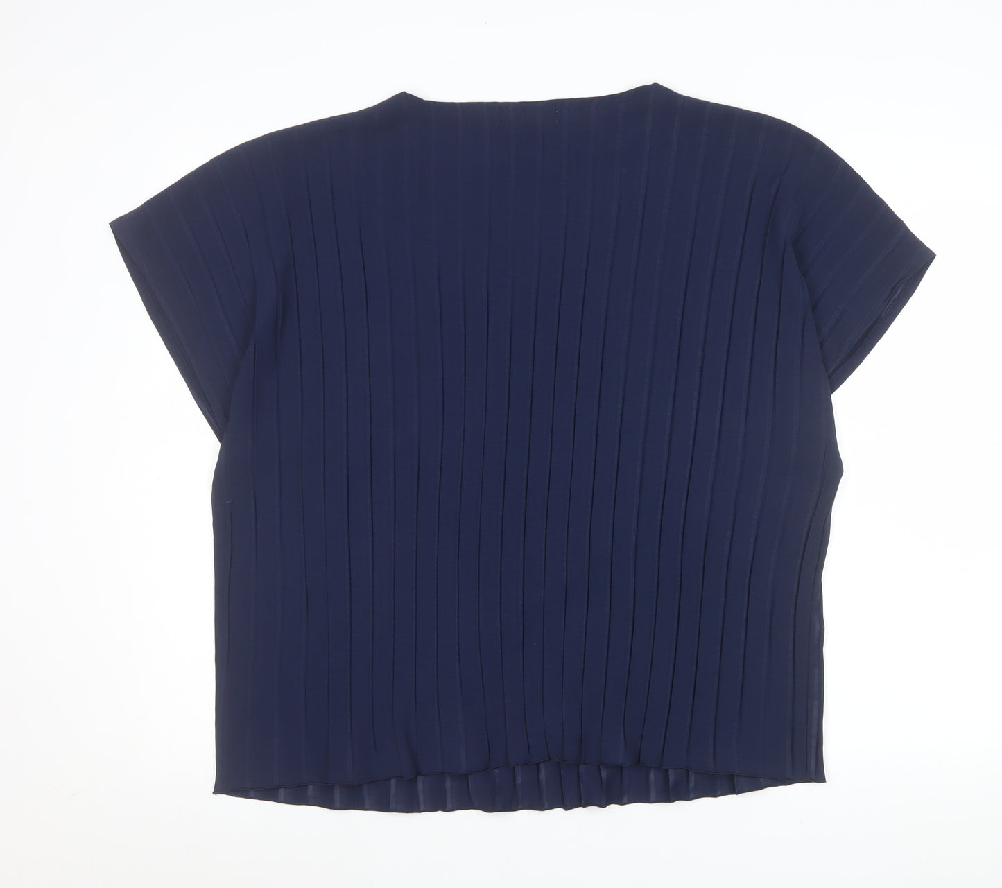 Gallery Womens Blue Short Sleeve Polyester Blouse Size 16