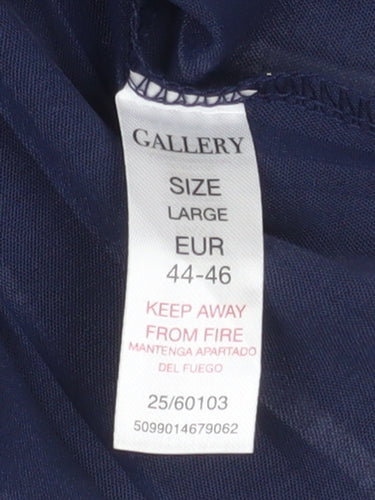 Gallery Womens Blue Short Sleeve Polyester Blouse Size 16