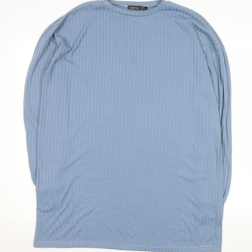 Boohoo Women Blue Long Sleeve T-Shirt Dress Size 10