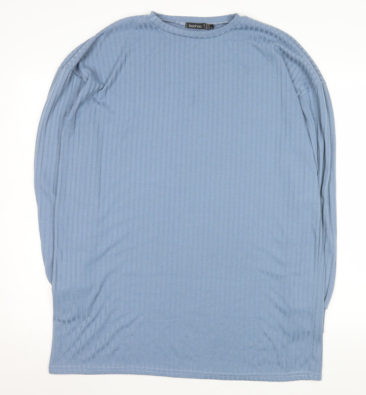 Boohoo Women Blue Long Sleeve T-Shirt Dress Size 10