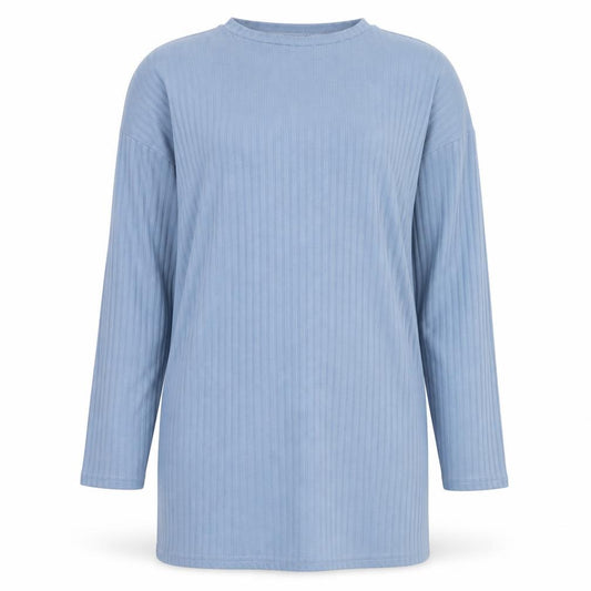 Front view of Boohoo Women Blue Long Sleeve T-Shirt Dress, size 10