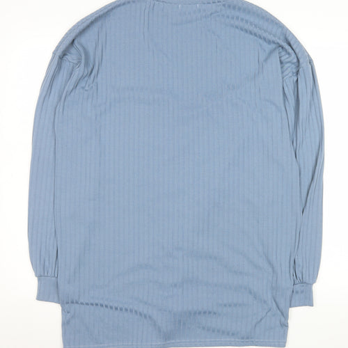 Boohoo Women Blue Long Sleeve T-Shirt Dress Size 10