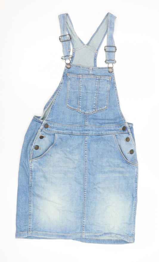 FatFace Women's Blue Denim Dungaree Skirt Dress Size 10 Casual