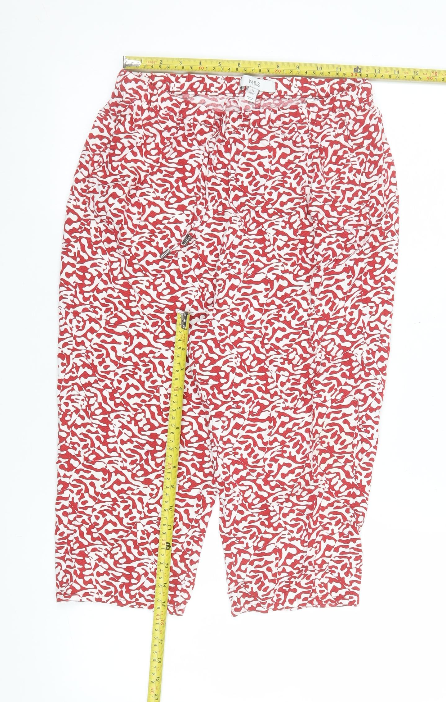 Marks and Spencer Women Red Camouflage Bermuda Shorts Size 10