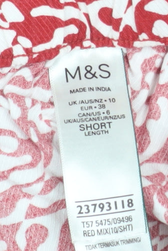 Marks and Spencer Women Red Camouflage Bermuda Shorts Size 10