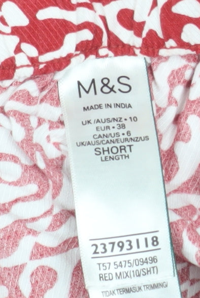 Marks and Spencer Women Red Camouflage Bermuda Shorts Size 10
