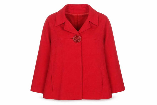 Front view of St Bernard Red Women's Blazer Coat, size 16, Classic Buttoned